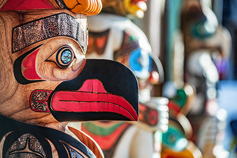 This is a stock photo via Shutterstock. An Alaskan totem pole carving.